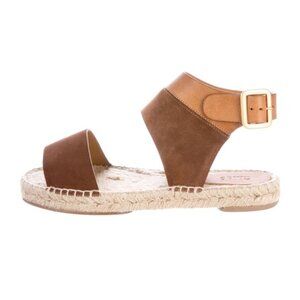 Chloe Slouchy Suede & Leather Sandals with Espadrille Footbed, Lindsey Isla, Tan